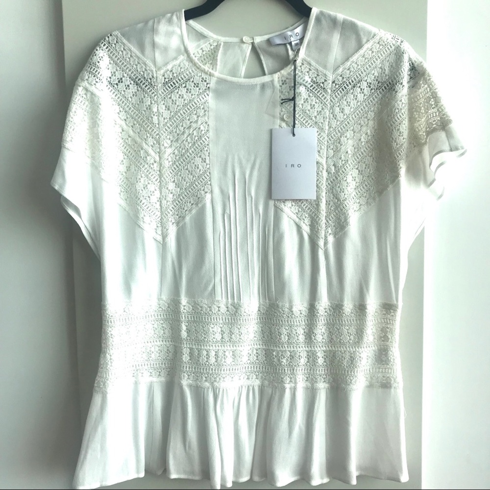 IRO Off White Embroidered Top Size 38